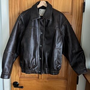 Pilcro Oversized Washed Faux Leather Jacket